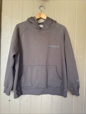 Essentials Fear Of God Hoodie in Taupe Gray with Subtle Logo Size M